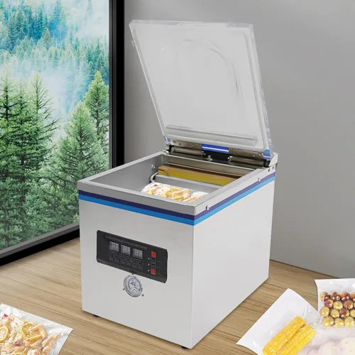 Miniatura 8 de Sellador al vacío de cámara de 110 V, máquina de envasado al vacío de acero inoxidable, potente sistema de sellado de 360 W, sellador de máquina
