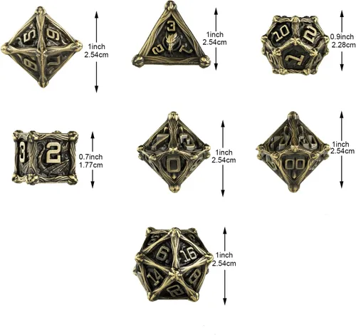 Miniatura 3 de Surpass DND - Juego de dados de metal, 7 piezas, para juegos de rol, dados poliédricos, regalos de mazmorras y dragones (turquesa antigua)
