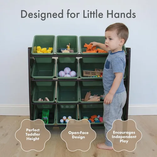 Miniatura 3 de Humble Crew Organizador de almacenamiento de juguetes para niños con 12 cubos de plástico, camuflado, contenedores extraíbles para sala
