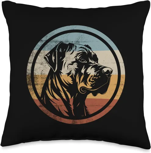 Retro Vintage Design Dog Presa Canario Gifts Retro Vintage Design Presa Canario Dog Throw Pillow, 16x16, Multicolor