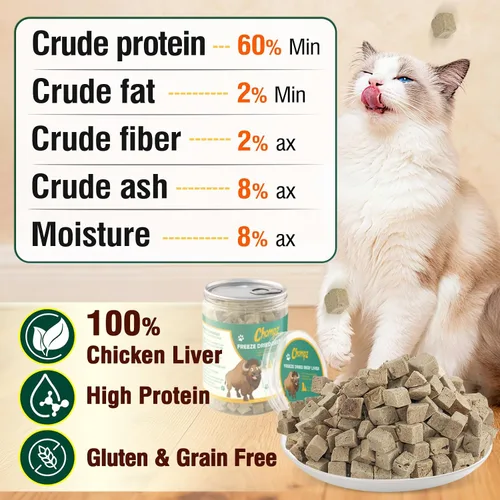Miniatura 4 de Chompz Golosinas de hígado de res liofilizadas para perros y gatos, golosinas saludables para entrenamiento de mascotas o aderezo para alimentos, un