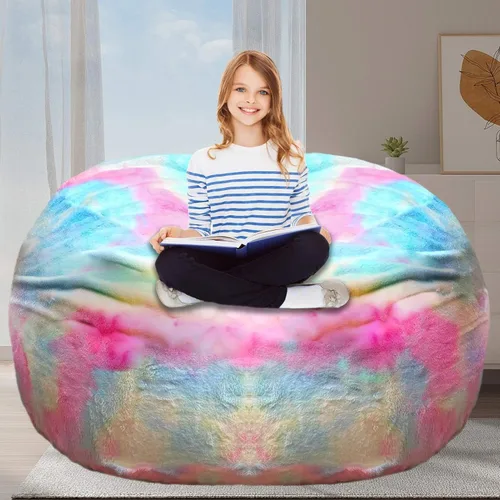Miniatura 53 de Puf para adultos y niños sin relleno, sofá perezoso suave y redondo, funda de sofá de puf clásico, saco de amor para dormitorio, silla de lectura