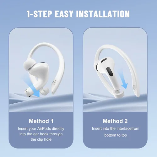 Miniatura 7 de 2 pares de ganchos para las orejas compatibles con AirPods Pro 3/2/1, AirPods 1/2/3, [pares de tamaños M y L] ganchos mejorados de acceso con botón