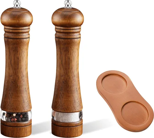 Miniatura 7 de Juego de Molinillo de Sal y Pimienta de 2 Piezas, Molinillos de Sal y Pimienta de Madera de 6.5 Pulgadas con Grosor Ajustable, Molinillo de Pimienta