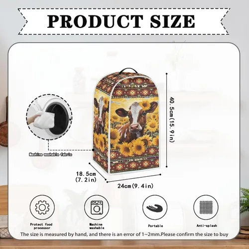Miniatura 6 de Aztec Cow - Funda para batidora de girasoles con mango superior, ligera, lavable, para cocina, cafetera, decoración de procesadores de alimentos