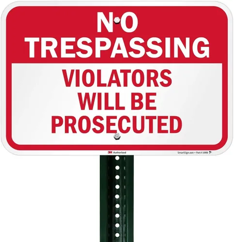 Miniatura 3 de SmartSign Letrero con texto en inglés "No Trespassing - Violators Will Be Prosecuted", aluminio reflectante de grado de ingeniero 3M de 12 x 18
