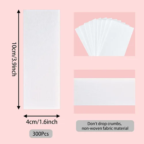 Miniatura 2 de Tiras de cera para depilación, 300 piezas de 1.6 x 3.9 pulgadas, tiras de cera no tejidas para depilación, tiras de papel de cera facial
