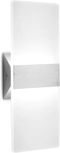 ChangM Lámpara de pared LED moderna de acrílico 12W blanca fría 6000K lámpara de arriba abajo para dormitorio, pasillo, escaleras, baño, iluminación