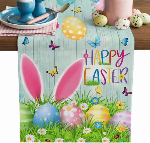 Miniatura 10 de Juego de 4 manteles individuales con diseño floral de conejo de Pascua, manteles individuales lavables para cocina, mesa de comedor, manteles
