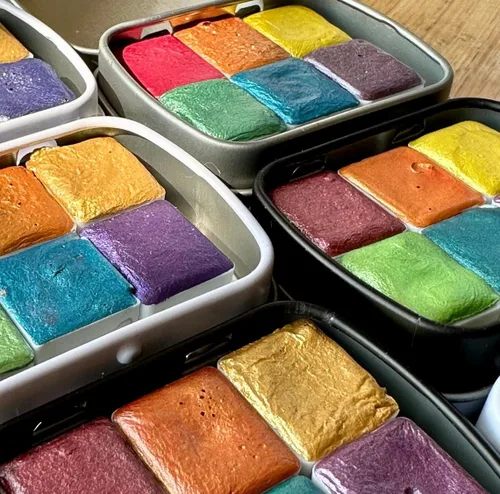 Miniatura 5 de FCLUB 100 medias sartenes vacías para acuarela, de plástico blanco de 0.06 onzas líquidas, esquinas redondeadas para paleta de pintura