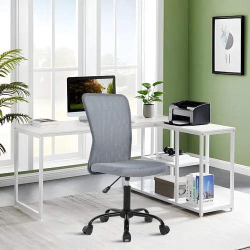Miniatura 9 de Silla de oficina sin brazos, silla de oficina ergonómica de malla con respaldo alto con soporte lumbar, sillas de computadora, silla con ruedas