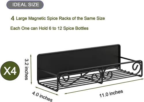 Miniatura 3 de Paquete de 4 estantes magnéticos para especias para refrigerador