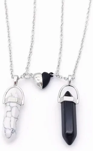 Miniatura 9 de Collar magnético de corazón dividido a juego para parejas, colgante de atracción mutua de cristal, regalo de joyería de amistad para mejores amigos