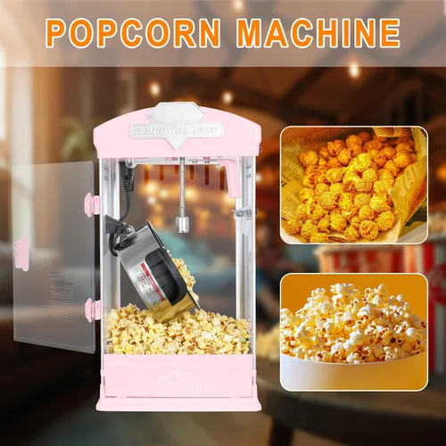 Miniatura 5 de Máquina portátil para hacer palomitas de maíz con hervidor de 8 onzas, palomitas comercial con cuchara medidora y taza medidora para fiestas, Rosa
