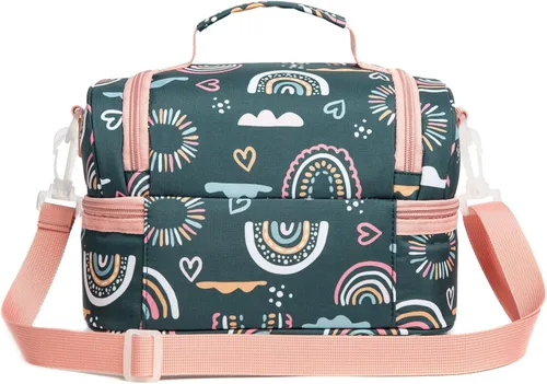 Miniatura 8 de Bolsas de almuerzo aisladas para niños con doble compartimento, bolsa tipo tote para niñas, niños, niños pequeños, jardín de infantes, escuela