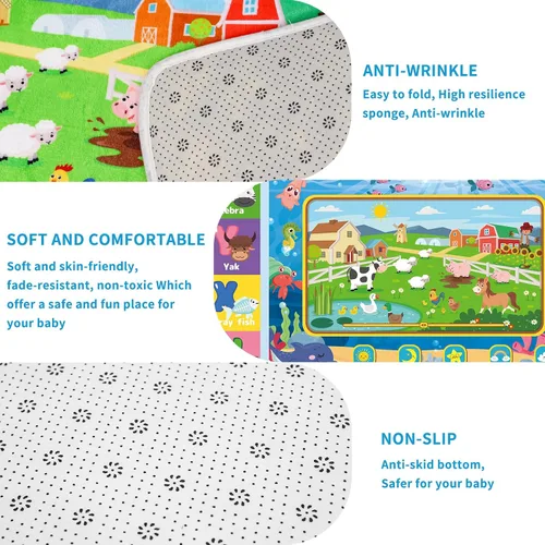 Miniatura 5 de Tapete de juego para el suelo, tapete de juego para niños, tapete educativo para el tiempo boca abajo, tapete de juego ABC suave para niños