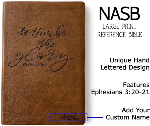 Miniatura 2 de JOY CREATIVE Biblia de referencia de impresión grande NASB Personalizado con nombre Diseño personalizado con letras a mano y grabado con láser