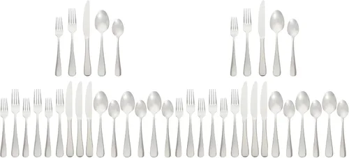 Miniatura 10 de Amazon Basics - Juego de cubiertos de acero inoxidable, cubiertos de plata aptos para lavavajillas, servicio para 4, juego de 20 piezas de tenedores