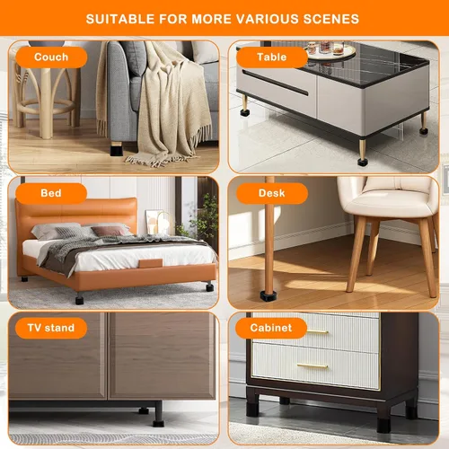 Miniatura 6 de shouwuhho Paquete de 12 Elevadores de Muebles Ajustables Elevadores de Cama de Servicio Pesado Elevan Altura 1", Elevadores de Cama Cuadrados