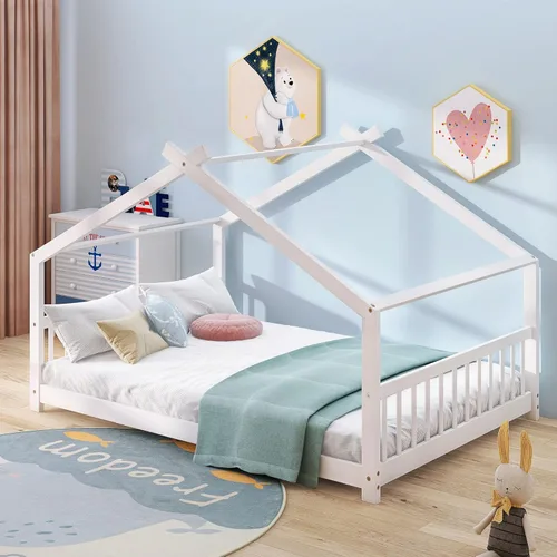 Miniatura 18 de Bellemave Cama Casa Tamaño Twin con 2 Cajones de Almacenamiento Cama Casa Montessori de Madera para Niños Marco de Cama de Madera Casa de Juegos Gris