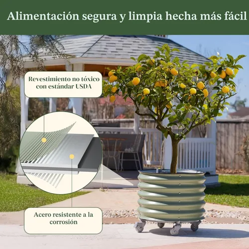 Miniatura 6 de Maceta de metal rodante para árboles cítricos Gen 2, maceta redonda grande con riego automático para cultivar árboles, tomates, plantas y flores al