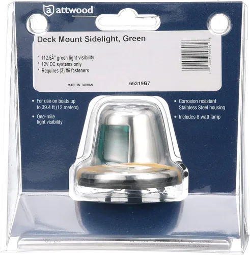 Miniatura 7 de Attwood Luz lateral de montaje en cubierta de acero inoxidable de 1 milla No especificado