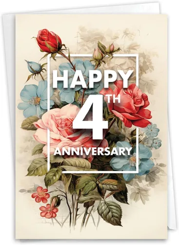 Miniatura 7 de NobleWorks Tarjeta de felicitación de 4º aniversario (compañero de trabajo) con sobre de 5 x 7 pulgadas para hombres, mujeres (1 tarjeta) 4 años