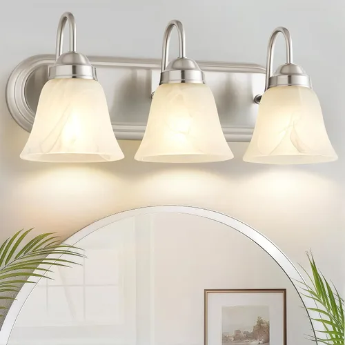 Miniatura 12 de EJIAXIN Lámpara de baño de 3 luces sobre espejo – Accesorios de iluminación vintage para baño, lámpara de pared fácil de instalar, luces de tocador