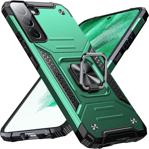 Miniatura 30 de Anqrp Funda para Galaxy S22 Ultra, Funda Protectora de Teléfono de Grado Militar con Soporte Plegable de Anillo de Metal Giratorio