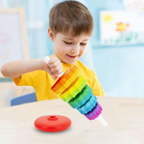 Miniatura 3 de BYFWH Juguete apilable para bebés, juguetes apilables de primera calidad para niños, juguete apilable giratorio para bebés y niños pequeños, juguete