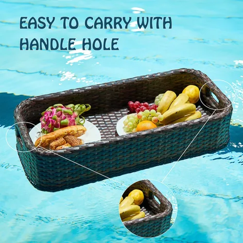 Miniatura 2 de Bandeja flotante para piscina, bandeja redonda para flotadores de piscina, para bañera de hidromasaje, aguas termales, fiesta en la playa, bebidas
