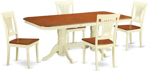 Miniatura 13 de East West Furniture NAPL9-WHI-W Juego de mesa de comedor de 9 piezas incluye una mesa de comedor rectangular con hoja de mariposa y 8 sillas