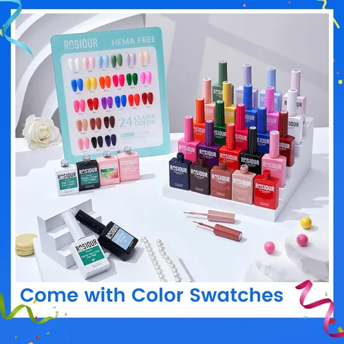 Miniatura 3 de Hema Tpo Free Gel Nail Polish Set - 24 Colores 18ml Juego de Esmalte de Uñas en Gel para Principiantes con 6 Piezas de Capa Base Mate y Brillante