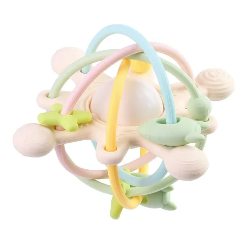 Juguete mordedor para bebés de más de 3 meses, juguetes de dentición de silicona para bebés, juguete de sonajero sensorial para encías doloridas,