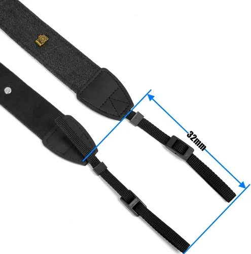 Miniatura 6 de Correa de la cámara Correa de hombro de lona negra con hebillas de liberación rápida para DSLR SLR Correa de transporte ajustable del hombro