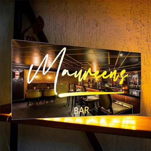 Espejo de barra de nombre LED personalizado, letreros de neón iluminados para decoración de pared para bar en casa, día de San Valentín y regalos de