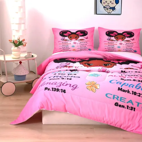 Miniatura 4 de Juego de edredón mágico para niñas negras, tamaño individual, para niños, adolescentes, niñas pequeñas, juego de ropa de cama para niñas negras