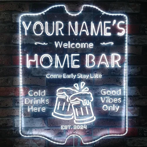 Miniatura 38 de ADVPRO Letrero de neón LED de doble color personalizado con tu nombre para bar casero de cerveza, año de establecimiento, blanco y morado, 16 x 12