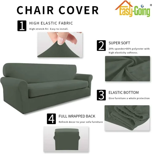 Miniatura 4 de Easy-Going Funda de Sofá Elástica de Microfibra de 2 Piezas – Cubierta de Sofá Suave Ajustada de Spandex, Protector de Muebles Lavable con Parte