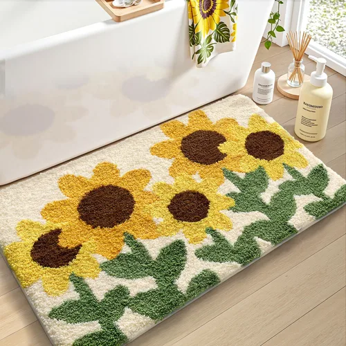 Miniatura 39 de LUMI Alfombra cuadrada de baño de playa, antideslizante, de secado rápido, ultra suave, lavable, absorbente, alfombra de baño con tema mar oceánico