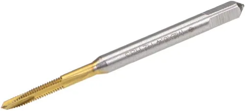 uxcell Tapón de rosca de punta en espiral M2 x 0.4 rosca, roscas de tierra H2 3 flautas, acero de alta velocidad HSS 6542, recubierto de titanio,