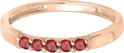 Miniatura 25 de Dazzlingrock Collection Anillo de boda redondo de 5 piedras preciosas o diamantes para mujer en oro macizo de 10 K/14 K/18 K