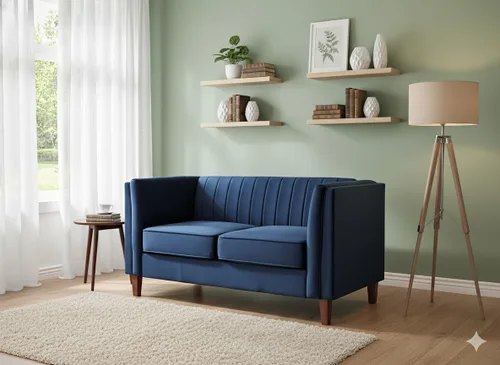 Miniatura 21 de Container Furniture Direct Sofá moderno de terciopelo de lujo para sala de estar con espuma de alta densidad, tapicería de tela suave, cojines
