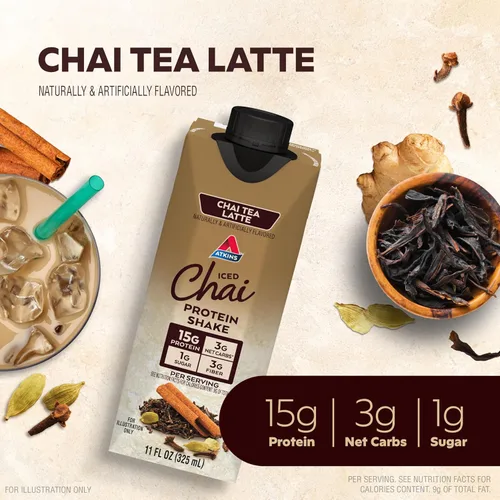 Miniatura 6 de Atkins Café au Lait - Batido de proteína de café helado, 0.55 onzas de proteína, bajo glucémico, 0.11 onzas de carbohidratos netos, 0.04 oz