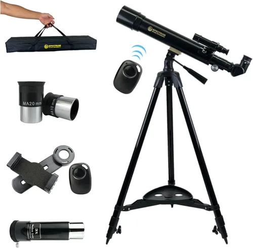 Miniatura 2 de Telescopio SpectrumOI para niños y adultos, regalo de astronomía, refractor de apertura de 2.362 in con bolsa de transporte y soporte para teléfono
