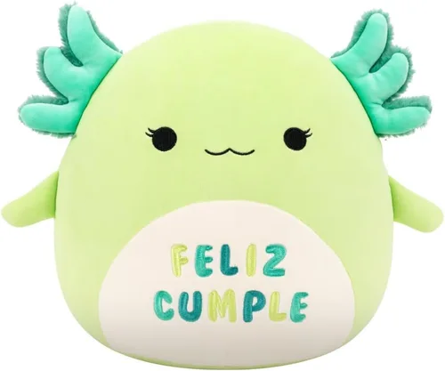 Miniatura 14 de Squishmallows Original de 12 Pulgadas Delenne The Rainbow Perro Tie-Dye con Sombrero de Fiesta - Peluche Oficial de Jazwares "Happy Birthday" Perro
