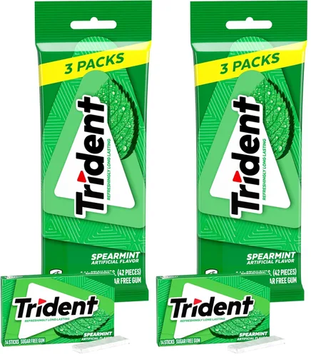 Miniatura 20 de Trident Goma de mascar de menta verde sin azúcar, 3 paquetes de 14 piezas (42 piezas en total)