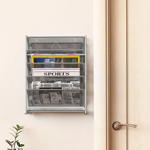 Miniatura 4 de Simple Houseware Organizador de 6 niveles para documentos con bandejas para cartas, para montaje en pared, color plateado Plata