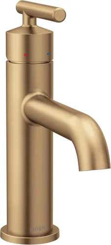 Moen Gibson 6145BZG - Grifo de lavabo de baño moderno de un solo orificio dorado bronce con placa opcional, 6145BZG
