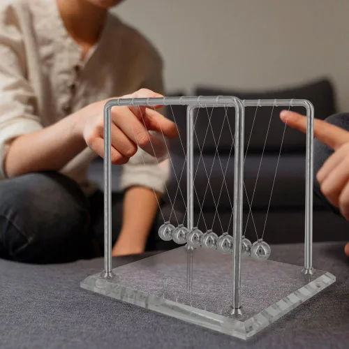 Miniatura 3 de Newtons - Péndulo de cuna con 7 bolas, bola de equilibrio de más de 60 segundos, base de vidrio, dispositivo de ciencia física para el hogar